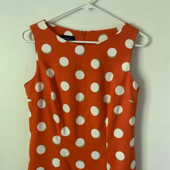 ALYX Dress Orange & White w Polka Dots Zip Back Sleeveless Retro Women's Size 10 - Picture 8 of 9